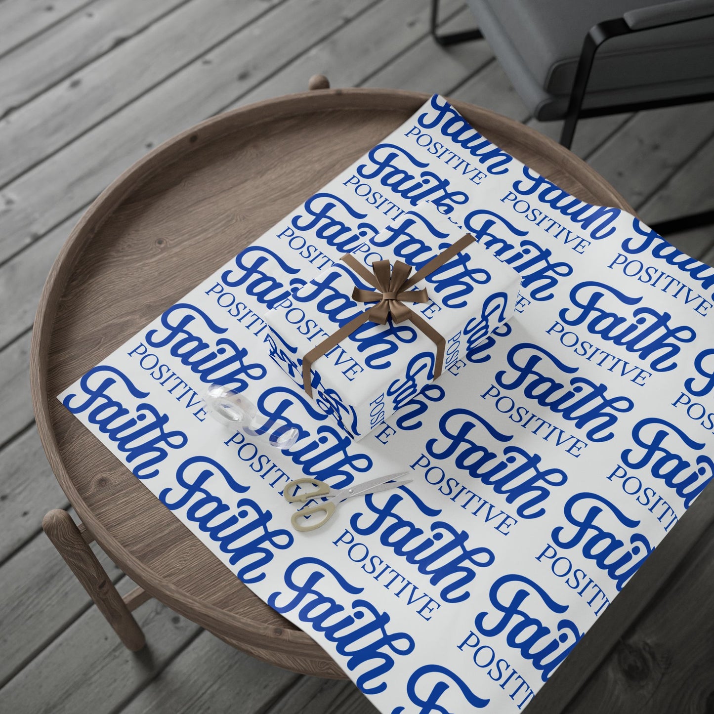Faith Positive Wrapping Paper — Inspirational Blue Faith Gift Wrap