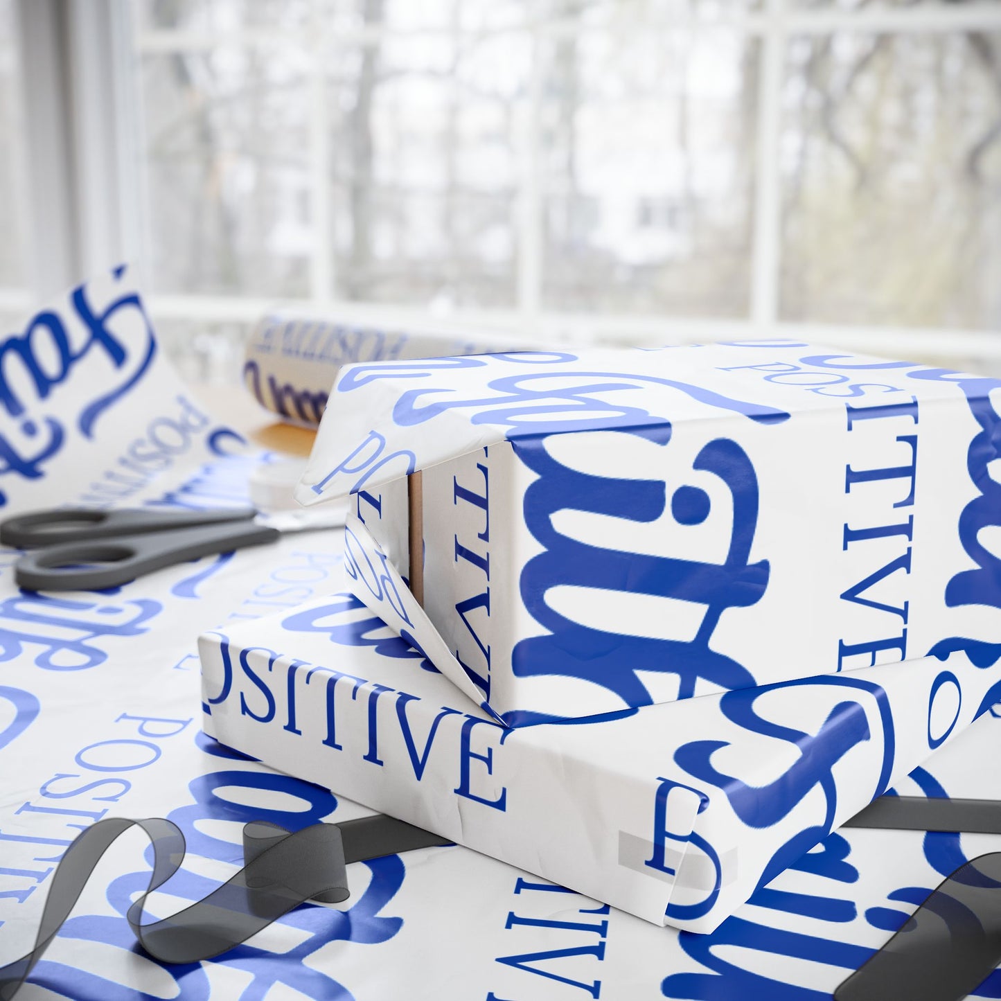 Faith Positive Wrapping Paper — Inspirational Blue Faith Gift Wrap