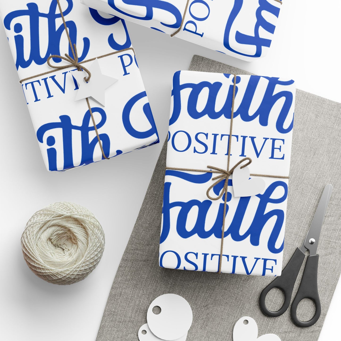 Faith Positive Wrapping Paper — Inspirational Blue Faith Gift Wrap