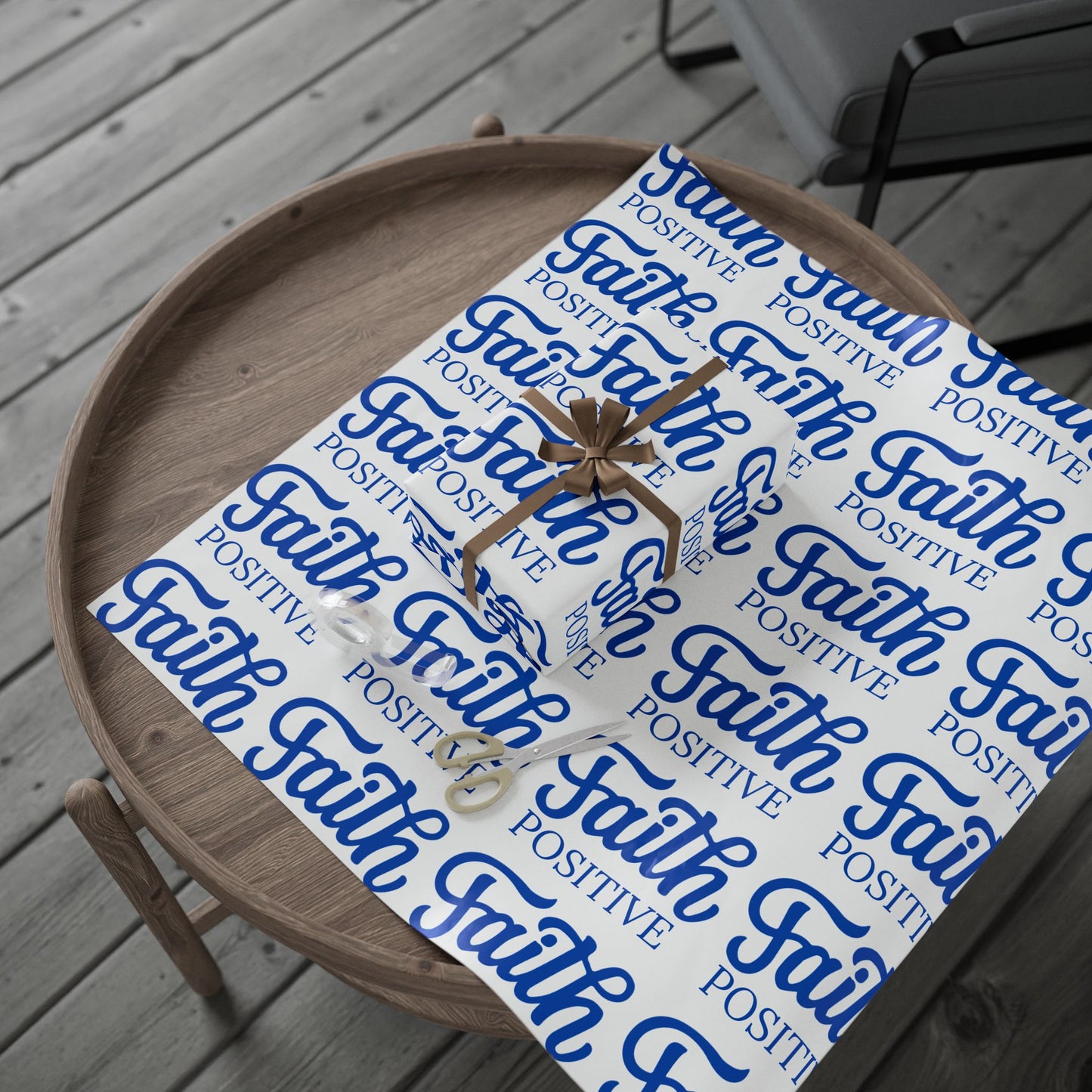 Faith Positive Wrapping Paper — Inspirational Blue Faith Gift Wrap
