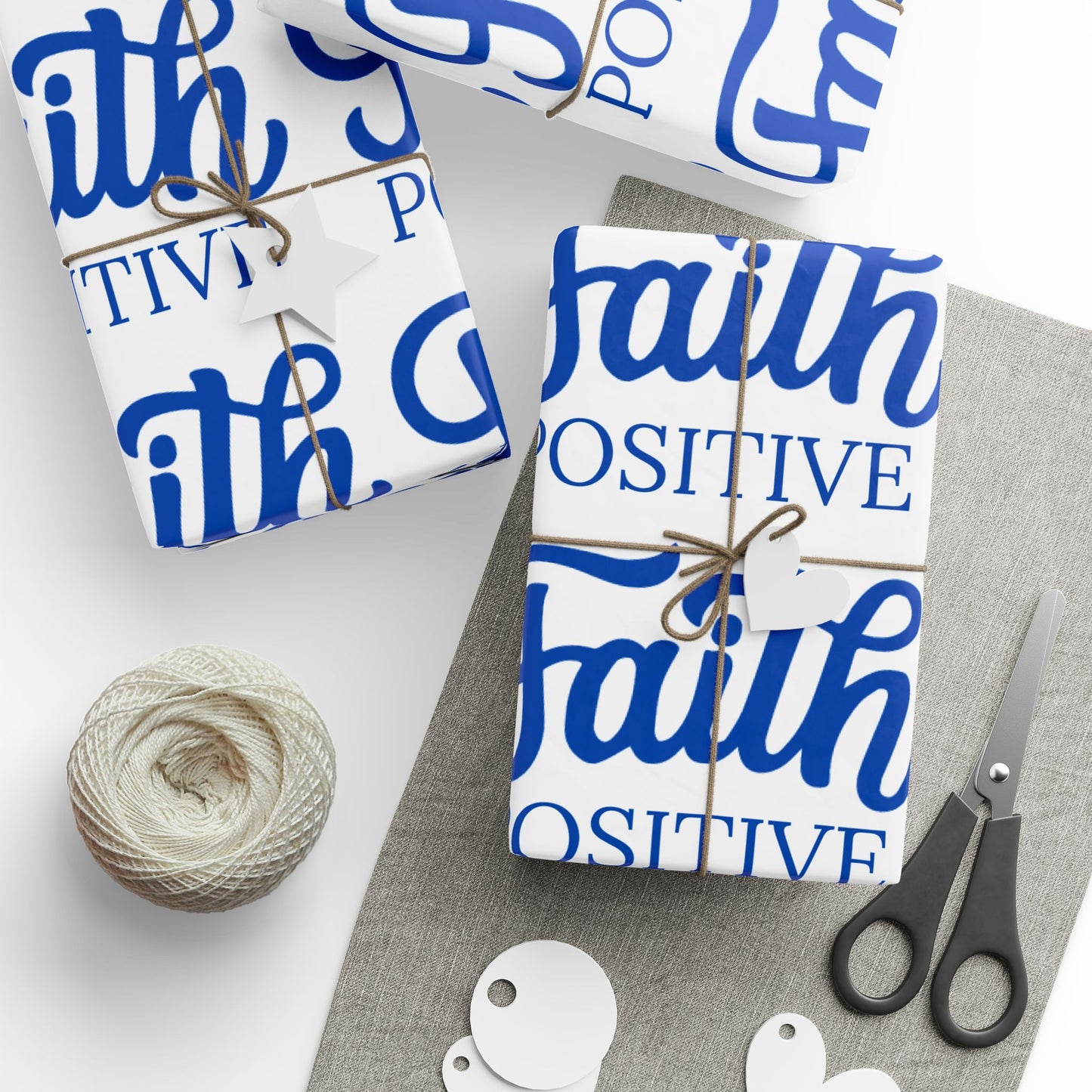 Faith Positive Wrapping Paper — Inspirational Blue Faith Gift Wrap